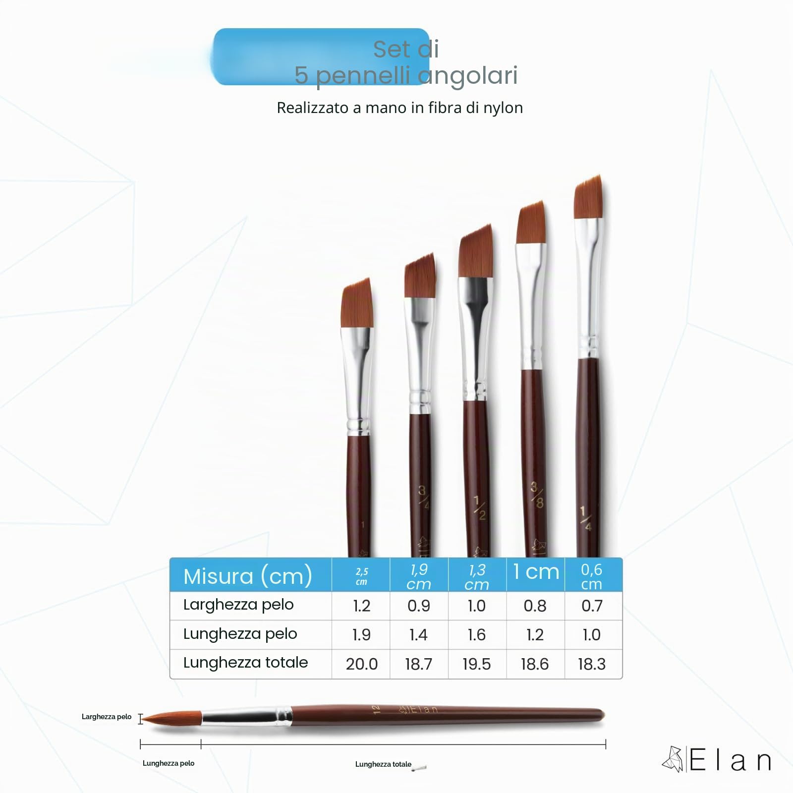elan-set-5-pennelli-angolati-sintetici-nylon-per-acrilico image 2