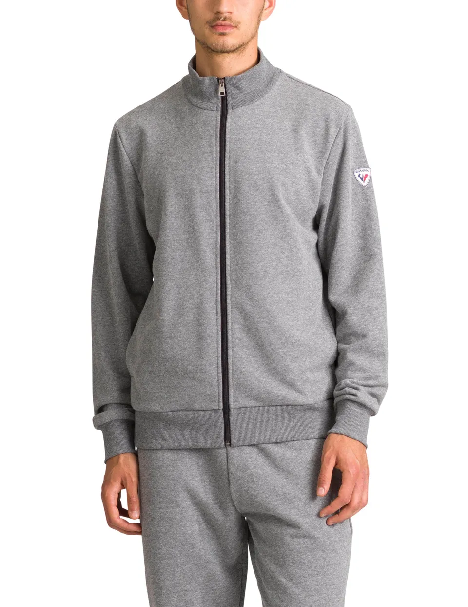 rossignol-felpa-full-zip-logo-uomo-grigio-erica-m image 1