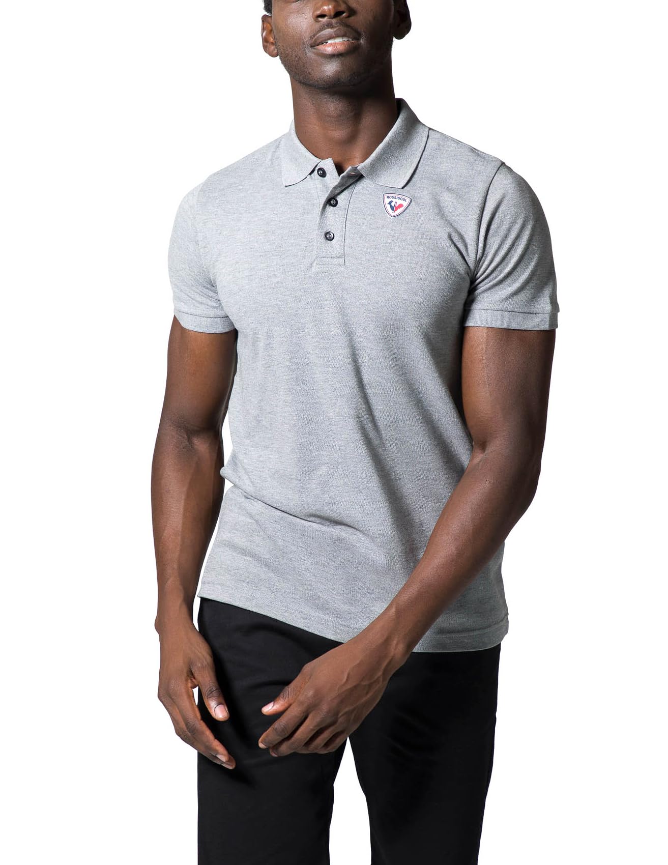 rossignol-polo-uomo-logo-grigio-erica-in-cotone-piqu image 1
